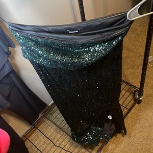 Strapless Sequin Matrix Green Dress